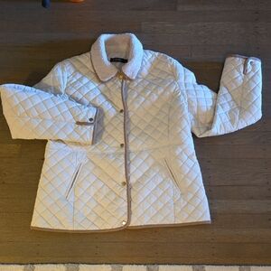 Lauren Ralph Lauren- Cream Quilted Jacket/ Barn Coat/ Size XL -NEW